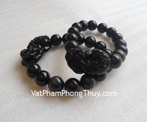 chuoi ty huu hac nga s948 2 Chuỗi Tỳ hưu thạch anh đen (đá hắc ngà, onyx) ,may mắn về tài lộc, kinh doanh phát đạt S948