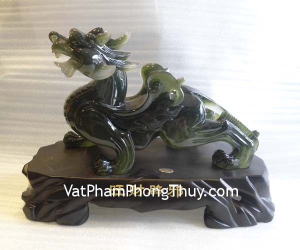 Tượng tỳ hưu xanh cánh vểnh, bột đá màu E004 ty huu xanh trung e004 1 Tượng tỳ hưu xanh cánh vểnh, bột đá màu E004